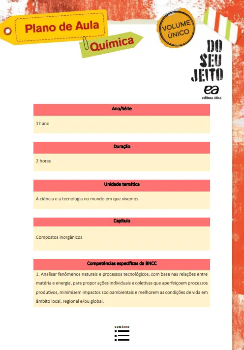 Capa Do seu Jeito Química - Plano de aula